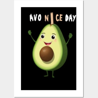 Cheerful Avocado Holding 'Avo Nice Day' T-Shirt Posters and Art